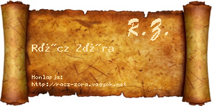 Rácz Zóra névjegykártya
